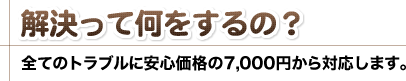 解決って何をするの？全てのトラブルに安心価格の8000円から対応します。